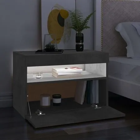 Comodă TV cu lumini LED, gri beton, 60x35x40 cm