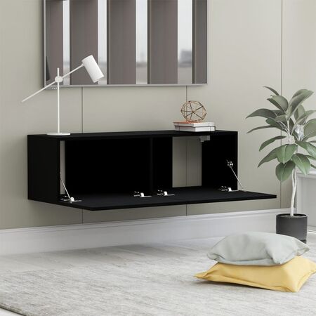  Comodă TV, negru, 100 x 30 x 30 cm, lemn prelucrat