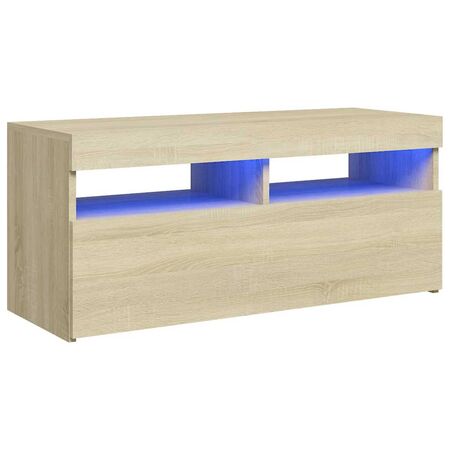  Comodă TV cu lumini LED, stejar sonoma, 90x35x40 cm