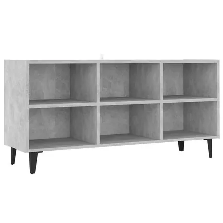  Comodă TV cu picioare metalice, gri beton, 103,5x30x50 cm