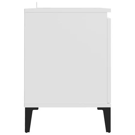  Comodă TV cu picioare metalice, alb, 103,5x35x50 cm