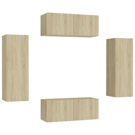  Set de dulapuri TV, 4 piese, stejar sonoma, lemn prelucrat