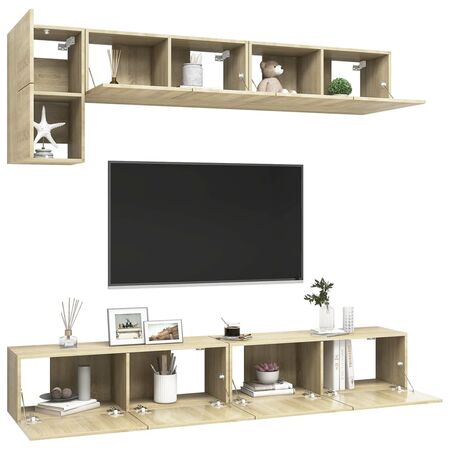 Set de dulapuri TV, 5 piese, stejar sonoma, lemn prelucrat