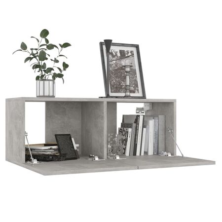  Set de dulapuri TV, 8 piese, gri beton, lemn prelucrat