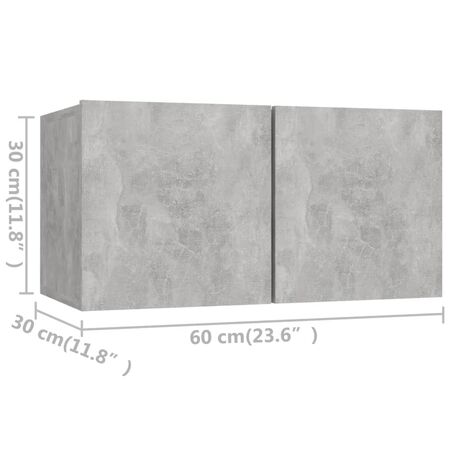  Set de dulapuri TV, 4 piese, gri beton, lemn prelucrat