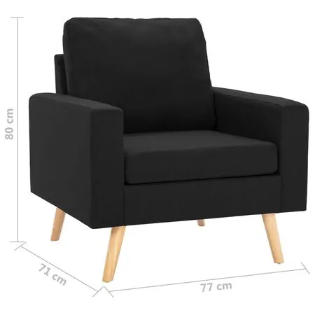  Set de canapele, 2 piese, negru, material textil
