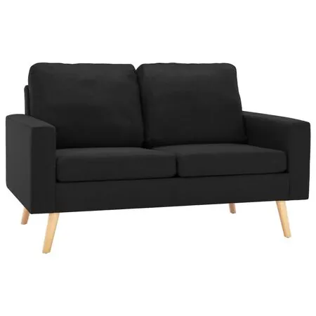  Set de canapele, 2 piese, negru, material textil