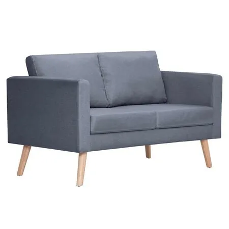  Canapea cu 2 locuri, material textil, gri închis 