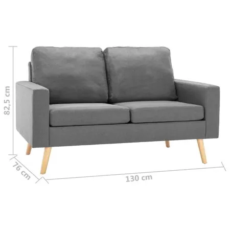  Set de canapele, 2 piese, gri deschis, material textil