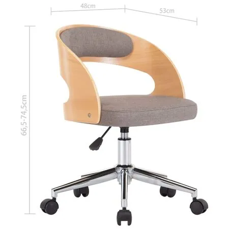  Scaun de masă pivotant gri taupe lemn curbat/material textil