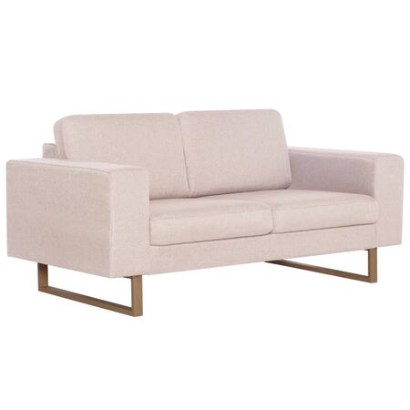  Canapea cu 2 locuri, crem, material textil