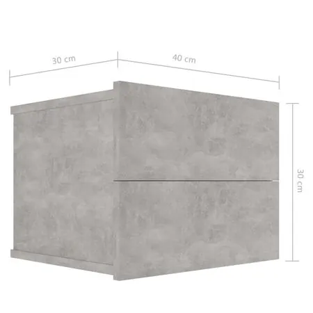  Noptieră, gri beton, 40x30x30 cm, lemn prelucrat