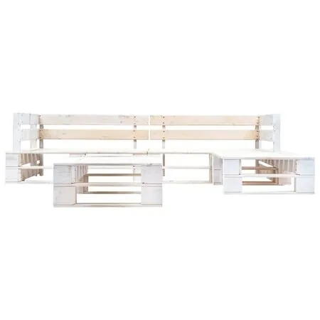  Set mobilier de grădină din paleți, 4 piese, alb, lemn