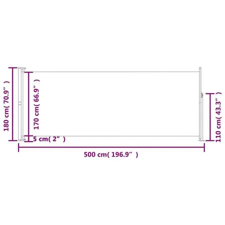  Copertină laterală retractabilă de terasă, albastru, 180x500 cm