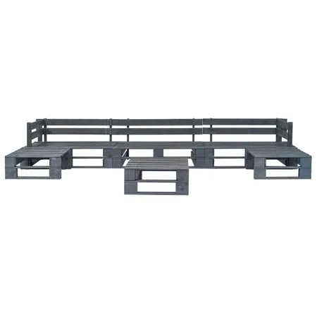  Set mobilier de grădină din paleți, 6 piese, gri, lemn