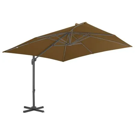  Umbrelă de soare de grădină, bază portabilă, taupe