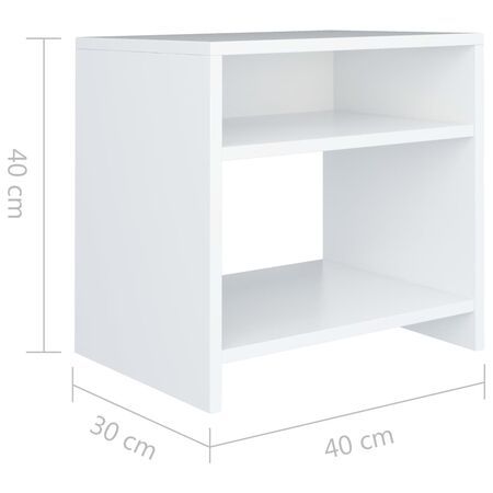  Noptiere, 2 buc., alb, 40x30x40 cm, lemn prelucrat