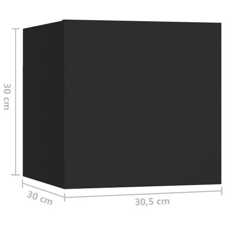  Noptiere, 2 buc., negru, 30,5x30x30 cm, lemn prelucrat