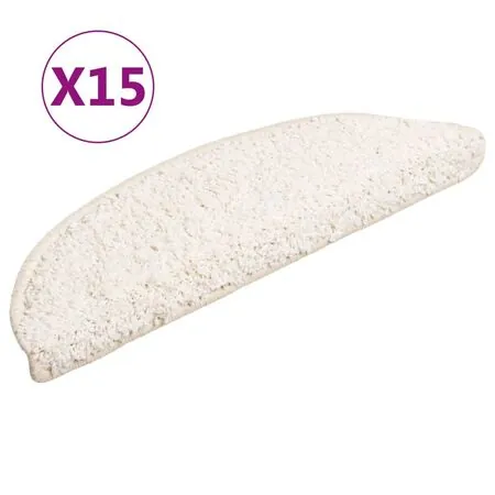  Covorașe pentru trepte scară, 15 buc., alb, 56x17x3 cm