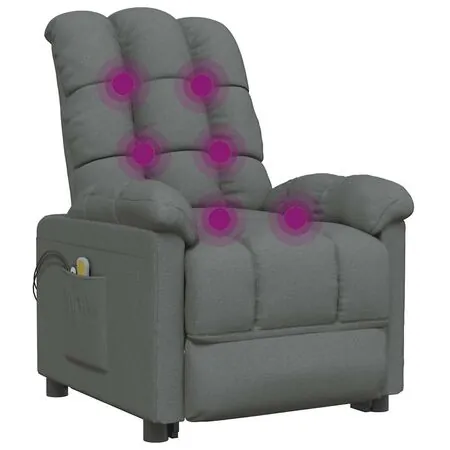  Fotoliu de masaj electric rabatabil, gri închis, textil
