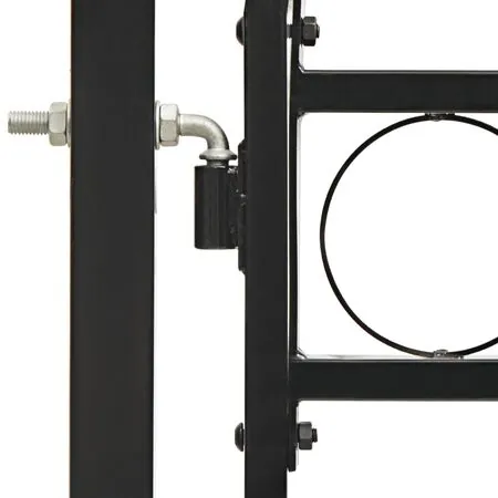  Poartă de gard dublă cu arcadă, negru, 300 x 175 cm, oțel