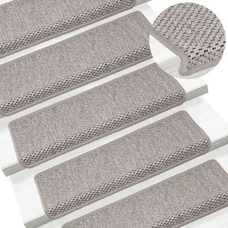  Covorașe autoadezive scări, 15 buc., argintiu, 65x21x4cm, sisal