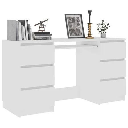  Birou de scris, alb, 140x50x77 cm, lemn prelucrat