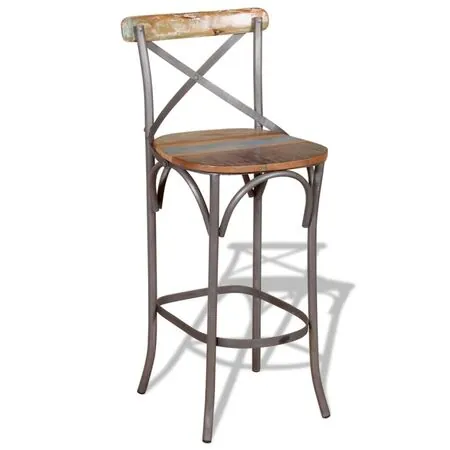  Scaun de bar, lemn masiv reciclat