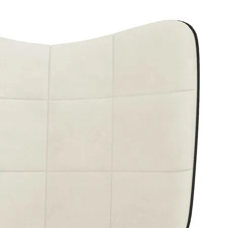 Scaun de relaxare cu taburet, alb crem, catifea și PVC