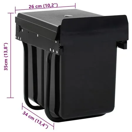  Coș gunoi retractabil pentru dulap bucătărie, silențios, 20 L