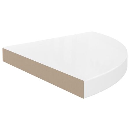  Raft colțar de perete, alb extralucios, 35x35x3,8 cm, MDF