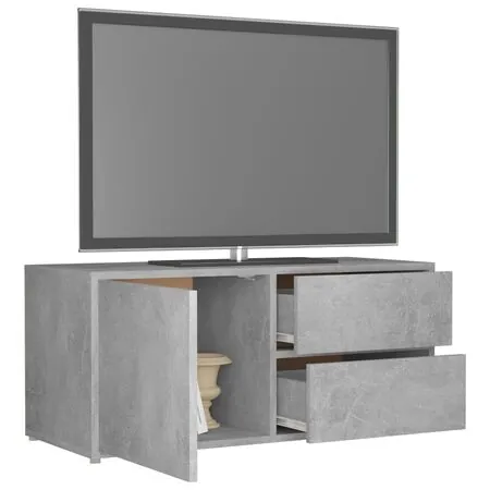  Dulap TV, gri beton, 80x34x36 cm, lemn prelucrat
