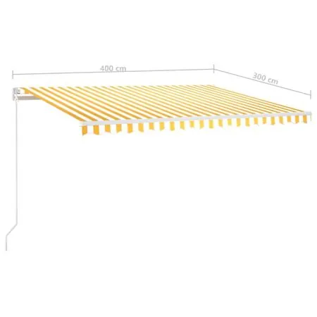  Copertină retractabilă manual cu LED, galben & alb, 400x300 cm