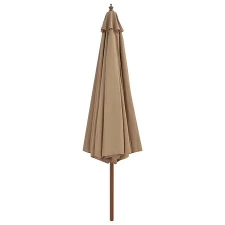  Umbrelă de soare de exterior, stâlp din lemn, gri taupe, 350 cm