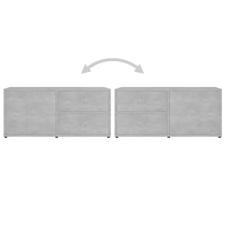  Dulap TV, gri beton, 80x34x36 cm, lemn prelucrat