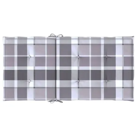  Perne cu spătar, gri carouri, 6 buc., 100x50x3cm, textil Oxford
