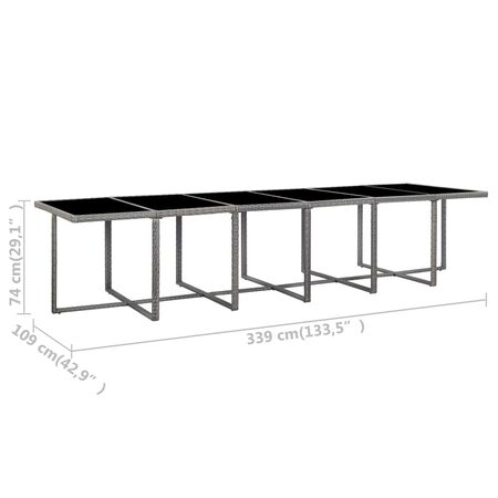  Set mobilier de exterior cu perne, 17 piese, gri, poliratan