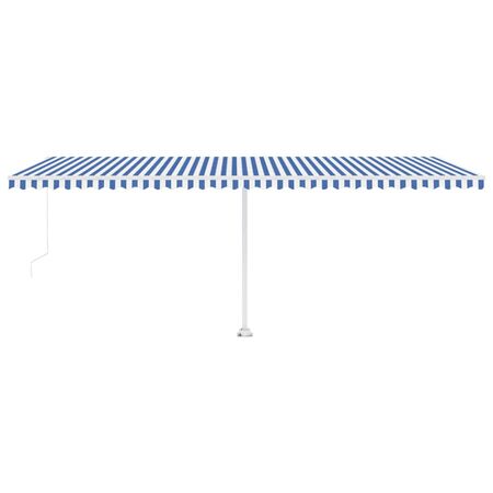  Copertină retractabilă manual cu LED albastru și alb 600x300 cm