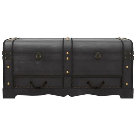  Cufăr vintage mare, negru, lemn