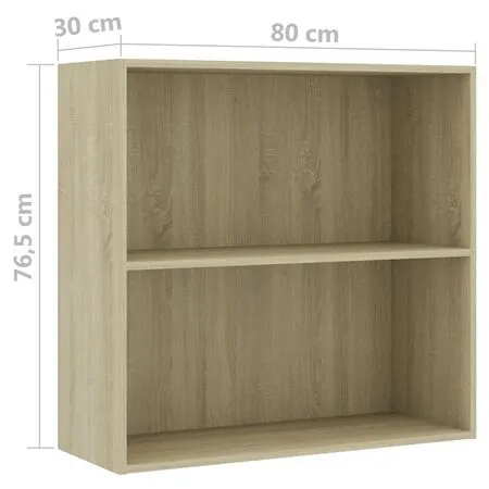  Bibliotecă, stejar sonoma, 80x30x76,5 cm, lemn prelucrat