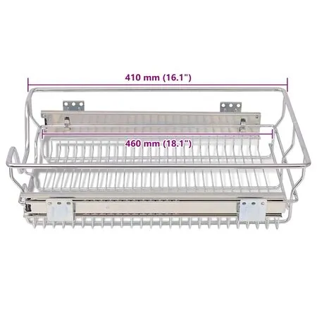  Coșuri din sârmă retractabile, 2 buc., argintiu, 400 mm