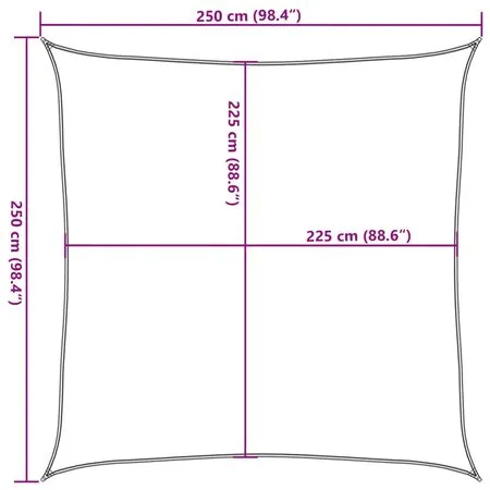  Parasolar, albastru, 2,5x2,5 m, HDPE, 160 g/m²