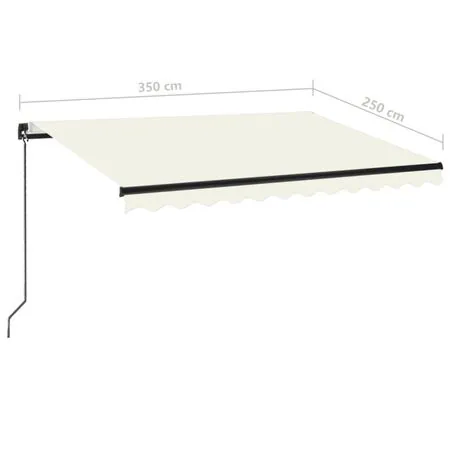  Copertină retractabilă manual, crem, 350x250 cm