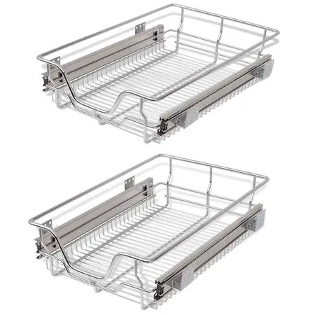  Coșuri din sârmă retractabile, 2 buc., argintiu, 400 mm