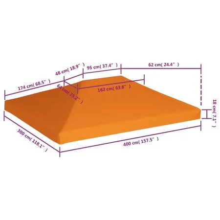  Acoperiș de pavilion, 310 g/m², portocaliu, 4 x 3 m