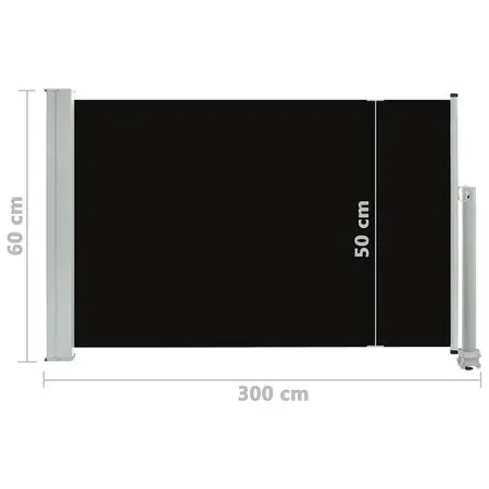  Copertină laterală retractabilă de terasă, negru, 60 x 300 cm