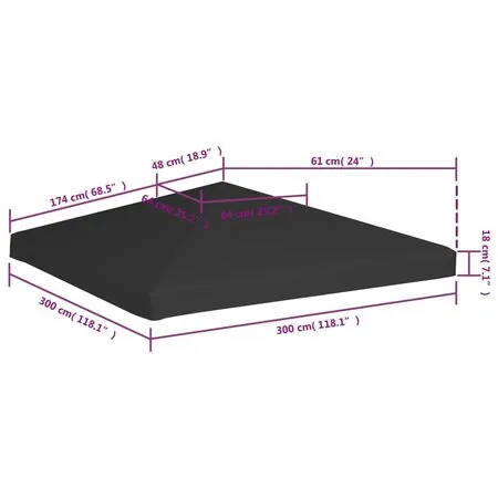  Acoperiș de pavilion, negru, 3 x 3 m, 270 g/m²