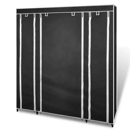  Dulap material textil compartimente și tije 45x150x176 cm negru  