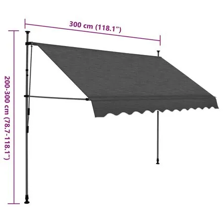  Copertină retractabilă manual cu LED, antracit, 300 cm