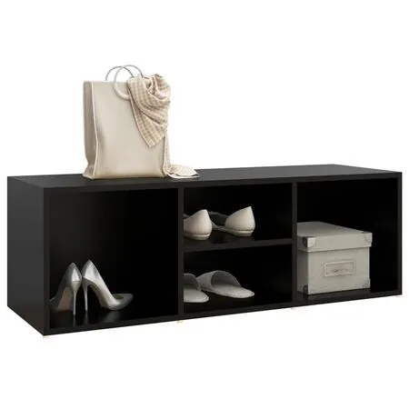  Banca depozitare pentru pantofi, negru, 105x35x35 cm, lemn